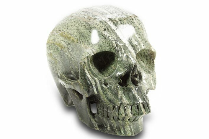 Realistic, Green Zebra Jasper Skull #378743